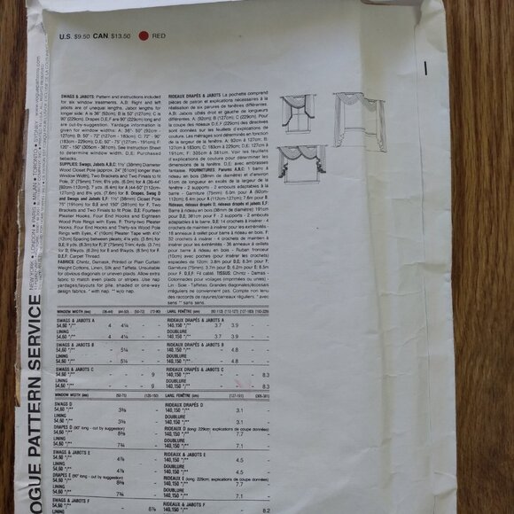 Vintage Vogue 2670 Curtains Sewing Pattern Swags Jabots UNCUT - Picture 8 of 16